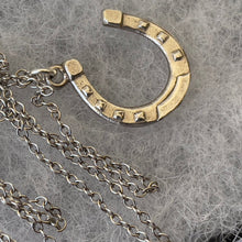 Carica l'immagine nel visualizzatore di Gallery, Antique Victorian Silver Horseshoe Pendant Necklace. Minimalist Lucky Charm Pendant & Chain. Sterling Good Luck Token, Equestrian Jewelry