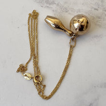 Cargar imagen en el visor de la galería, Vintage Bowling Pin & Ball 9ct Gold Pendant Necklace. 1960s Retro Pendant Charm, Fred Manshaw, London. Vintage Gold Chunky Charm