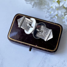 Carica l'immagine nel visualizzatore di Gallery, Antique Victorian Sterling Silver Belt Buckle Brooch In Case. Aesthetic Engraved Love Token Sweetheart Brooch. Victorian Sentimental Jewelry