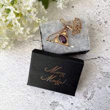 Charger l'image dans la galerie, Antique Art Nouveau Lavalier Necklace. Edwardian 9ct Gold, Amethyst & Pearl Gold Lavaliere Necklace. Pendant Drop Necklace, Torpedo Clasp.