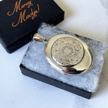 Charger l'image dans la galerie, Antique Victorian Silver Baroque Locket. Huge Sterling Silver 2-Photo Locket. Large Oval Bright Polished Antique Locket. Puffy Silver Locket
