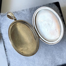 Charger l'image dans la galerie, Antique Victorian Silver Baroque Locket. Huge Sterling Silver 2-Photo Locket. Large Oval Bright Polished Antique Locket. Puffy Silver Locket