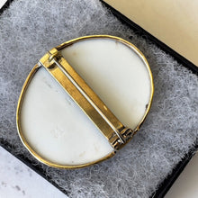 Load image into Gallery viewer, Antique Victorian Hand Painted Miniature Portrait Rolled Gold Brooch. Painted Porcelain Plaque Of A Gypsy Lady. Rolled Gold Portrait Brooch