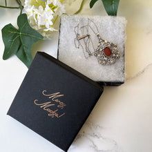 Carica l'immagine nel visualizzatore di Gallery, Antique Edwardian Silver Filigree & Coral Pendant Necklace. Victorian Arts and Crafts Sterling Silver Filigree Pendant On Original Chain