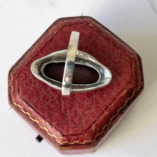 Charger l'image dans la galerie, Antique Art Deco Carnelian Ring. French Sterling Silver Marcasite Oval Cut Cabochon Ring. Vintage 1930s Cocktail Ring. Size 7.5 US, UK P