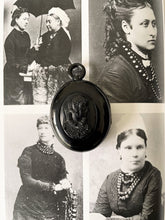 Cargar imagen en el visor de la galería, Antique Victorian Whitby Jet Locket.  Carved Jet Elizabethan Portrait Locket. Large Whitby Jet Mourning Locket. Victorian Mourning Jewelry