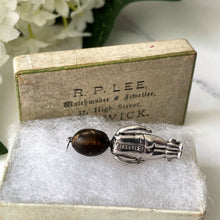 Carica l'immagine nel visualizzatore di Gallery, Antique "Fumsup" Sterling Silver Charm & Antique Box.  British Registered 1914 Touch Wood Lucky Charm/Pendant. Edwardian Silver Kewpie Charm