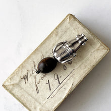 Carica l'immagine nel visualizzatore di Gallery, Antique "Fumsup" Sterling Silver Charm & Antique Box.  British Registered 1914 Touch Wood Lucky Charm/Pendant. Edwardian Silver Kewpie Charm