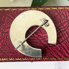 Carica l'immagine nel visualizzatore di Gallery, Antique Victorian Scottish Iona Marble Horseshoe Brooch. Rare Lucky Green Agate Engraved Sterling Silver Figural Brooch/Lapel Pin.