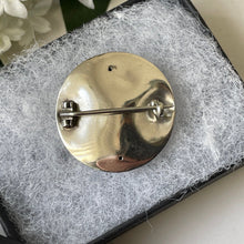 Charger l'image dans la galerie, Antique Victorian Silver Celestial Brooch. Engraved Moon & Star Round Disc Brooch. Antique Sterling Silver Lapel/Collar/Cravat/Stock Pin