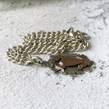 Charger l'image dans la galerie, Victorian Heavy Sterling Silver Pocket Watch Chain Necklace. Antique Scottish Crest Pendant Fob & Double Albert Curb Link Watch Chain.