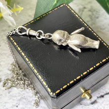 Charger l'image dans la galerie, Antique Edwardian Sterling Silver Kewpie Pendant Necklace. Art Deco Baby Cupid Charm, Dog Clip & Chain. Love Token Sweetheart Necklace