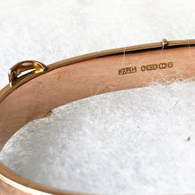 Cargar imagen en el visor de la galería, Antique Victorian Solid 9ct Gold Buckle Bangle. Aesthetic Engraved Daisy Bracelet, Hallmarked 1848. Antique English Rose Gold Cuff Bracelet