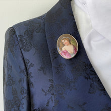 Load image into Gallery viewer, Antique Victorian Hand Painted Miniature Portrait Rolled Gold Brooch. Painted Porcelain Plaque Of A Gypsy Lady. Rolled Gold Portrait Brooch