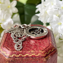 Cargar imagen en el visor de la galería, Antique Victorian Silver AEI Pendant Necklace. Aesthetic Engraved Eternal Love Pendant. Sterling Silver Minimalist Infinity Pendant & Chain