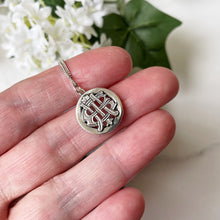Cargar imagen en el visor de la galería, Antique Victorian Silver AEI Pendant Necklace. Aesthetic Engraved Eternal Love Pendant. Sterling Silver Minimalist Infinity Pendant & Chain