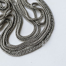 Cargar imagen en el visor de la galería, Antique Victorian Sterling Silver Guard Chain With Dog-Clip. Long 58"/146cm Sautoir Chaine Necklace. Victorian Muff/Pocket Watch Chain