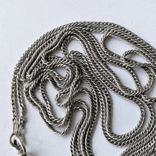 Cargar imagen en el visor de la galería, Antique Victorian Sterling Silver Guard Chain With Dog-Clip. Long 58"/146cm Sautoir Chaine Necklace. Victorian Muff/Pocket Watch Chain