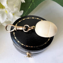 Cargar imagen en el visor de la galería, Antique Victorian Egg Pendant Charm. White Carved Bone Opening Egg & Dog-Clip Minimalist Pendant. Rebirth Amulet, Antique Jewellery Gift