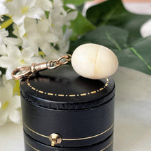 Cargar imagen en el visor de la galería, Antique Victorian Egg Pendant Charm. White Carved Bone Opening Egg & Dog-Clip Minimalist Pendant. Rebirth Amulet, Antique Jewellery Gift