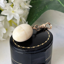 Cargar imagen en el visor de la galería, Antique Victorian Egg Pendant Charm. White Carved Bone Opening Egg & Dog-Clip Minimalist Pendant. Rebirth Amulet, Antique Jewellery Gift