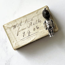 Carica l'immagine nel visualizzatore di Gallery, Antique "Fumsup" Sterling Silver Charm & Antique Box.  British Registered 1914 Touch Wood Lucky Charm/Pendant. Edwardian Silver Kewpie Charm