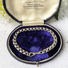 Charger l'image dans la galerie, Antique Victorian Silver Watch Chain Bracelet.  Sterling Silver Fancy Belcher Chain Bracelet With Dog Clip. Antique Victorian Jewelry