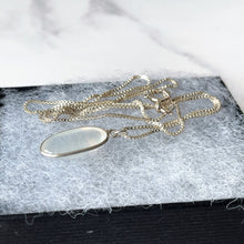 Cargar imagen en el visor de la galería, Antique Moonstone Pendant. Edwardian Sterling Silver 5.5ct Oval Moonstone Pendant Necklace. Minimalist Moonstone Pendant & Silver Box Chain
