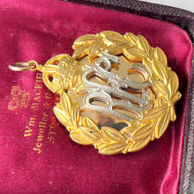 Cargar imagen en el visor de la galería, Rare Antique Edwardian Sweetheart Locket. Gold & Silver Gilt British Royal Flying Corps Photo Locket. Rare British Regalia Jewelry WW1 c1914