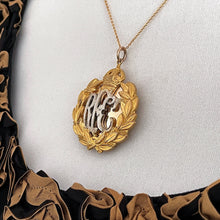 Cargar imagen en el visor de la galería, Rare Antique Edwardian Sweetheart Locket. Gold & Silver Gilt British Royal Flying Corps Photo Locket. Rare British Regalia Jewelry WW1 c1914