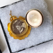 Cargar imagen en el visor de la galería, Rare Antique Edwardian Sweetheart Locket. Gold & Silver Gilt British Royal Flying Corps Photo Locket. Rare British Regalia Jewelry WW1 c1914