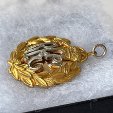 Cargar imagen en el visor de la galería, Rare Antique Edwardian Sweetheart Locket. Gold & Silver Gilt British Royal Flying Corps Photo Locket. Rare British Regalia Jewelry WW1 c1914