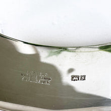 Load image into Gallery viewer, Vintage Harrods of London Sterling Silver Hinged Bangle. Engraved Forget-Me-Not English Silver Wide Cuff Bracelet, 1967. Sweetheart Bracelet