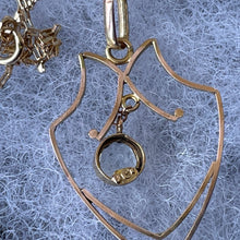 Lade das Bild in den Galerie-Viewer, Edwardian 9ct Gold Aquamarine Pendant Necklace. Art Nouveau Gold Openwork Necklace. Antique Pale Blue Gemstone Solitaire Pendant & Chain.