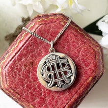 Cargar imagen en el visor de la galería, Antique Victorian Silver AEI Pendant Necklace. Aesthetic Engraved Eternal Love Pendant. Sterling Silver Minimalist Infinity Pendant & Chain