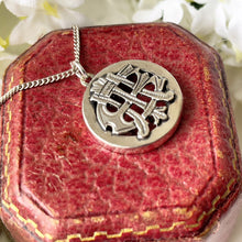 Cargar imagen en el visor de la galería, Antique Victorian Silver AEI Pendant Necklace. Aesthetic Engraved Eternal Love Pendant. Sterling Silver Minimalist Infinity Pendant & Chain