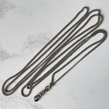 Cargar imagen en el visor de la galería, Antique Victorian Sterling Silver Guard Chain With Dog-Clip. Long 58"/146cm Sautoir Chaine Necklace. Victorian Muff/Pocket Watch Chain