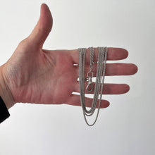 Cargar imagen en el visor de la galería, Antique Victorian Sterling Silver Guard Chain With Dog-Clip. Long 58"/146cm Sautoir Chaine Necklace. Victorian Muff/Pocket Watch Chain