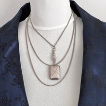 Cargar imagen en el visor de la galería, Antique Victorian Sterling Silver Guard Chain With Dog-Clip. Long 58"/146cm Sautoir Chaine Necklace. Victorian Muff/Pocket Watch Chain
