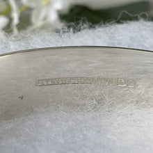 Cargar imagen en el visor de la galería, Vintage Floral Engraved Sterling Silver Bangle Bracelet. 1970s Sweetheart Bangle With Oversized British Hallmarks. Retro Statement Bracelet