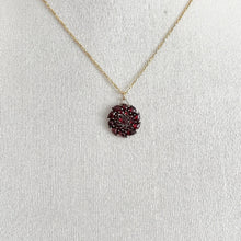Lade das Bild in den Galerie-Viewer, Antique Victorian Bohemian Garnet Pendant Necklace. Gold, Silver Rose Cut Garnet Pendant and Chain. Minimalist Pendant Charm Necklace