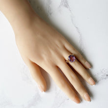 Lade das Bild in den Galerie-Viewer, Vintage 1970s 9ct Yellow Gold Amethyst Solitaire Ring. Fat Oval 6 Carat Purple Amethyst Cocktail Statement Ring. Size K-1/2, US 5.5