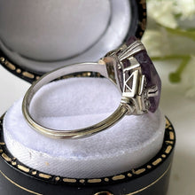 Lade das Bild in den Galerie-Viewer, Antique Art Deco Amethyst Silver Ring. Pointed Baguette Cut Purple Amethyst & White Topaz Gemstone Ring. 1920s Gemstone Ring, UK M, US 6.25