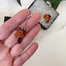 Lade das Bild in den Galerie-Viewer, Vintage Sterling Silver Baltic Amber Earrings. Marquise Beaded Dangle Drop Earrings. Honey & Cognac Mixed Amber Cluster Chandelier Earrings.
