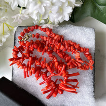 Lade das Bild in den Galerie-Viewer, Victorian Red Coral Nugget & Frond Beaded Necklace