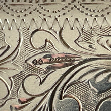 Lade das Bild in den Galerie-Viewer, Vintage 1970s Sterling Silver Rectangular Locket & Belcher Chain. Art Nouveau Style Floral Engraved Photo Frame/Book Locket Pendant Necklace