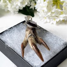 Lade das Bild in den Galerie-Viewer, Vintage 1940s Scottish Silver Grouse Foot Brooch. Sterling Silver & Amethyst Stag Head Claw/Talon, Hallmarked Glasgow. Silver Lapel/Kilt Pin