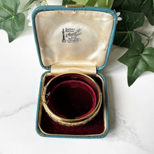 Carica l'immagine nel visualizzatore di Gallery, Antique 12ct Rolled Gold Engraved Bangle, Original Box. Edwardian Floral Engraved 12K Gold Fill Hinged Cuff Bracelet In Antique Jewelry Case