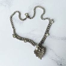 Lade das Bild in den Galerie-Viewer, Vintage 1950s Diamante Princess Necklace. Swarovski Crystal Choker Necklace With Pear Drop Pendant. Albert Weiss American Costume Jewellery