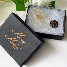 Lade das Bild in den Galerie-Viewer, Antique Victorian Bohemian Garnet Pendant Necklace. Gold, Silver Rose Cut Garnet Pendant and Chain. Minimalist Pendant Charm Necklace